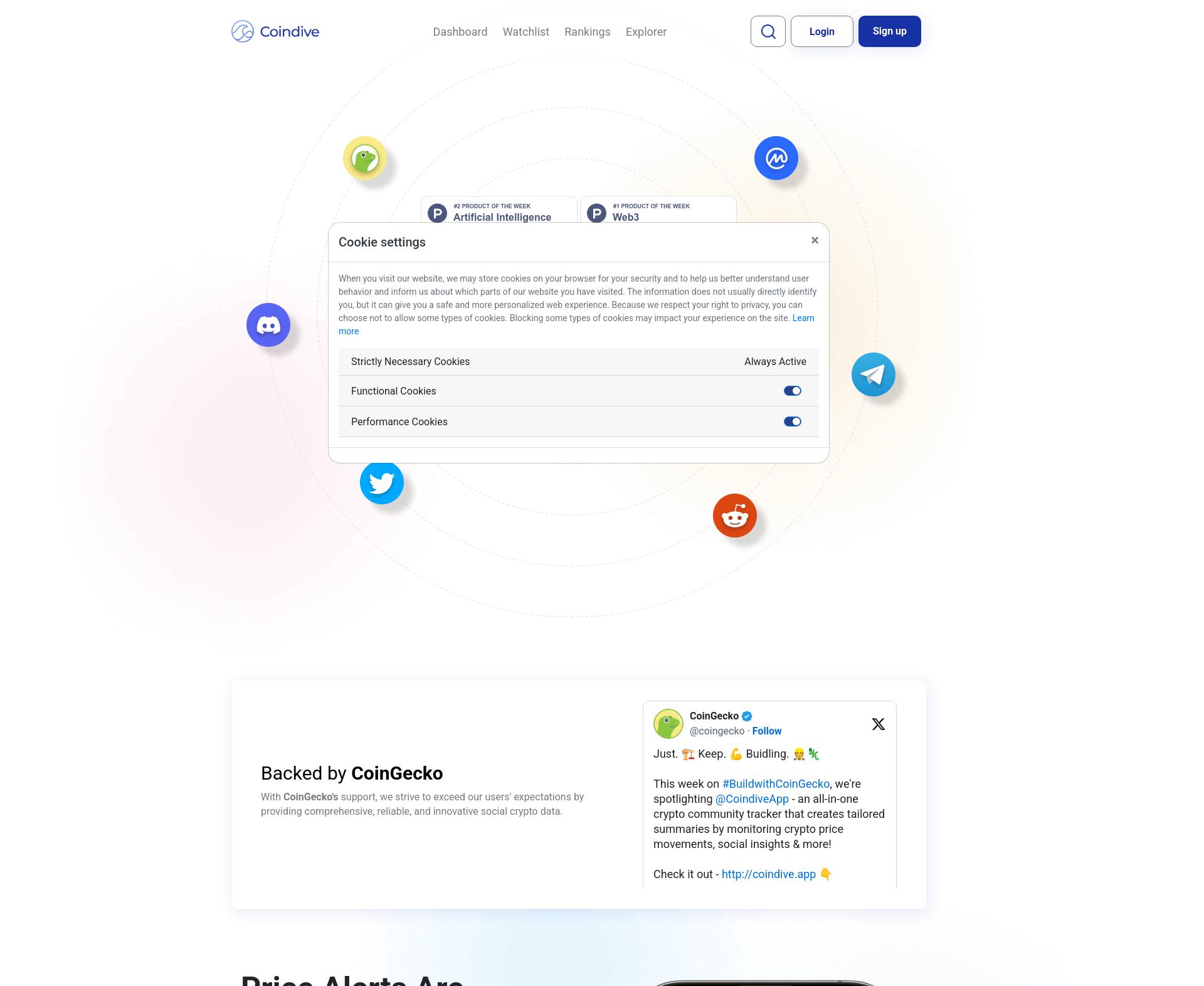 Coindive – Crypto Community Tracker